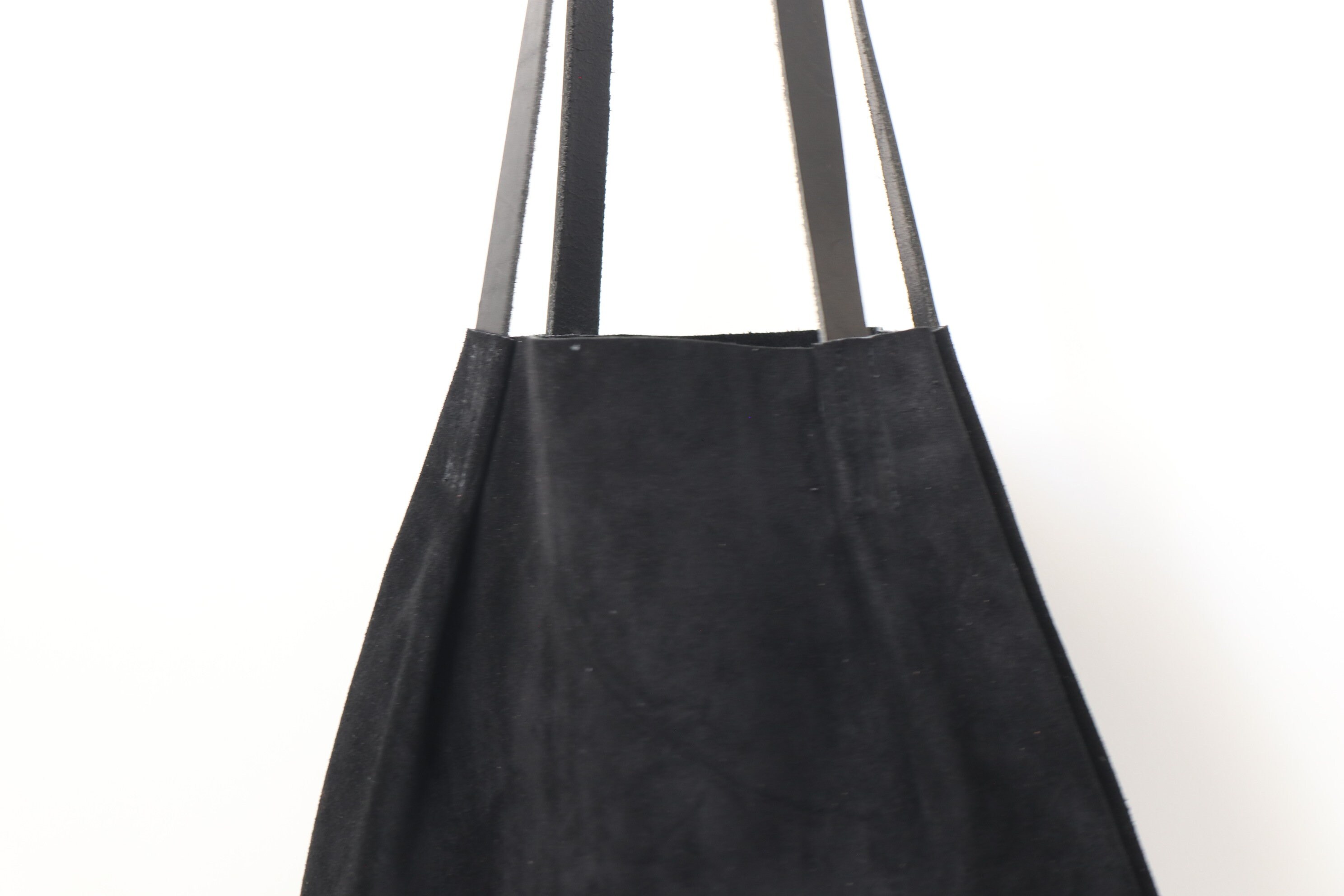 Black Suede Leather Tote Bag