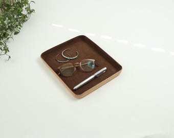 Chocolate Brown Leather Valet Tray "L"