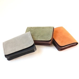 Billetera minimalista de bolsillo. Billetera de piel de ante. Billetera de piel para tarjetas. Billetera multicartera. Billetera fina. Tarjetero