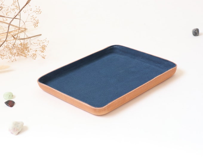 Leather Valet Tray Large. Navy Suede Interior. Perfect for - Etsy