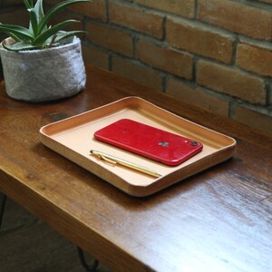 Molded Natural Leather Valet Tray Large . Perfect for storing daily essentials in modern space. Home Decor Accent. Home & Living. image 6