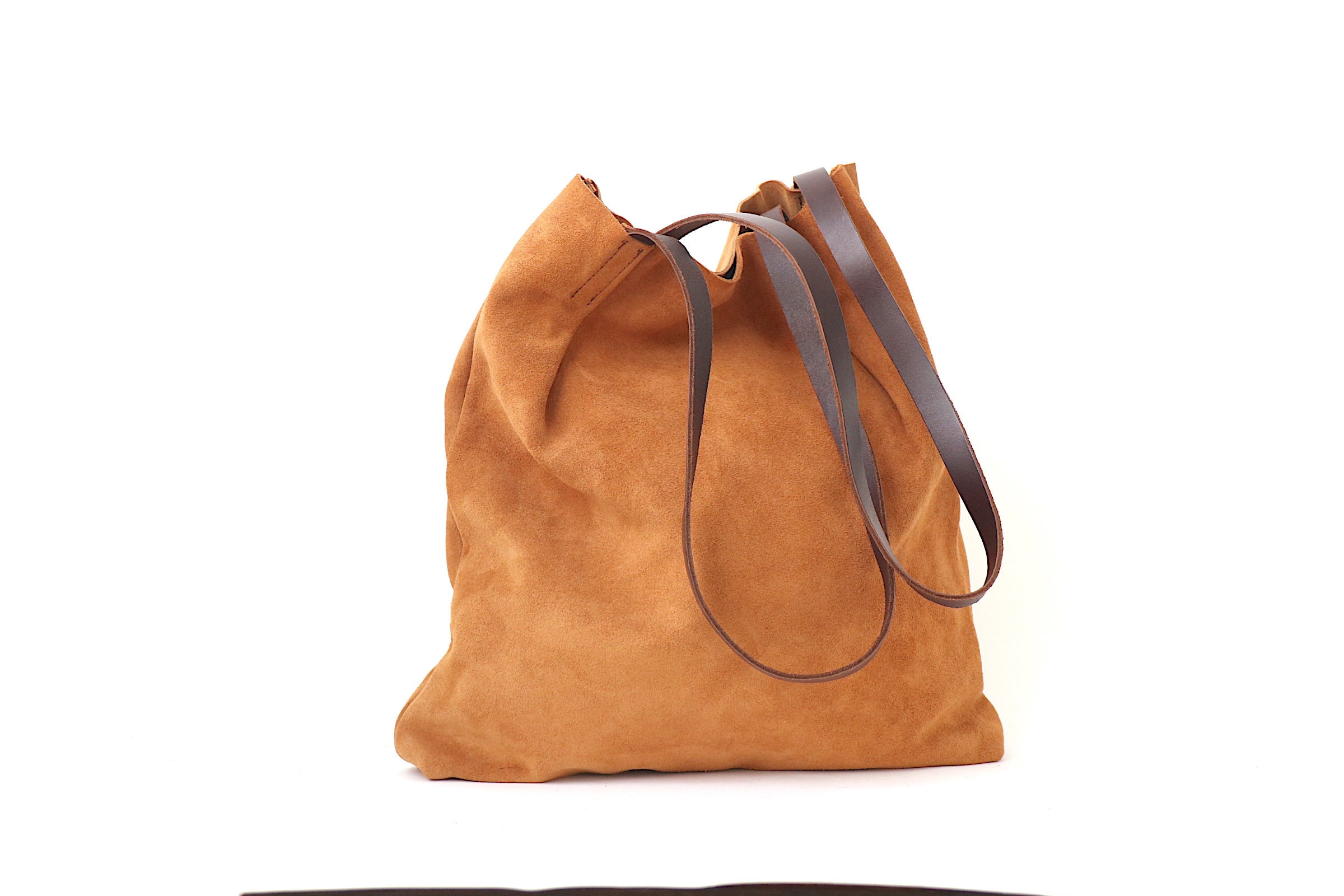 Toast Brown Suede Leather Tote Bag for Minimalist. Simple but Stylish. High  Quality Suede Leather