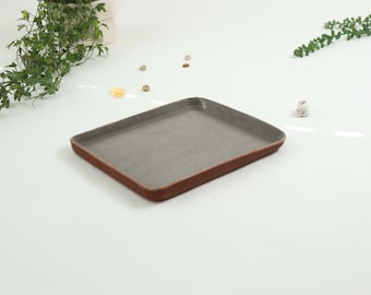 Grey Suede Leather Valet Tray "L"