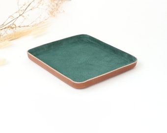 Forest Green Leather Valet Tray "L"