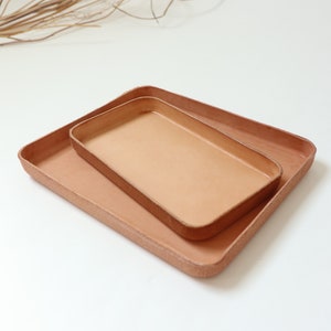 Molded Natural Leather Valet Tray Large . Perfect for storing daily essentials in modern space. Home Decor Accent. Home & Living. image 3