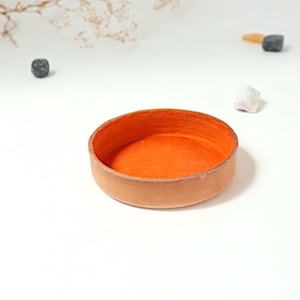 Round Leather Tray. Orange Suede Interior. Jewelry Dish, Organizing ...