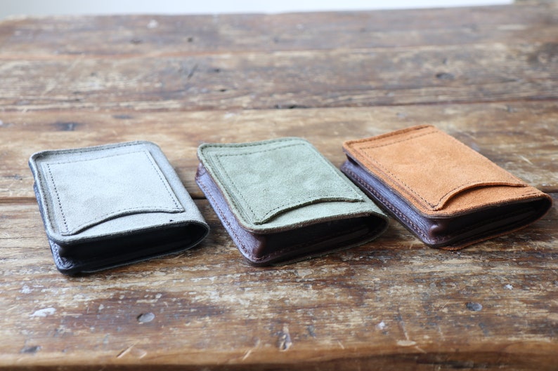 Minimalist Pocket Wallet. Suede Leather Wallet. Leather Card Wallet. Multi Wallet. Slim Wallet. Card Holder image 10