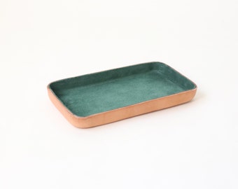 Forest Green Leather Valet Tray "M"