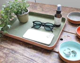 A4 Size Olive Leather Valet Tray "XL"