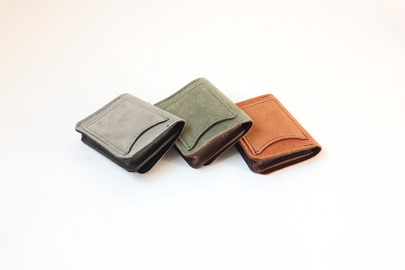 Minimalist Pocket Wallet. Suede Leather Wallet. Leather Card Wallet. Multi Wallet. Slim Wallet. Card Holder image 2