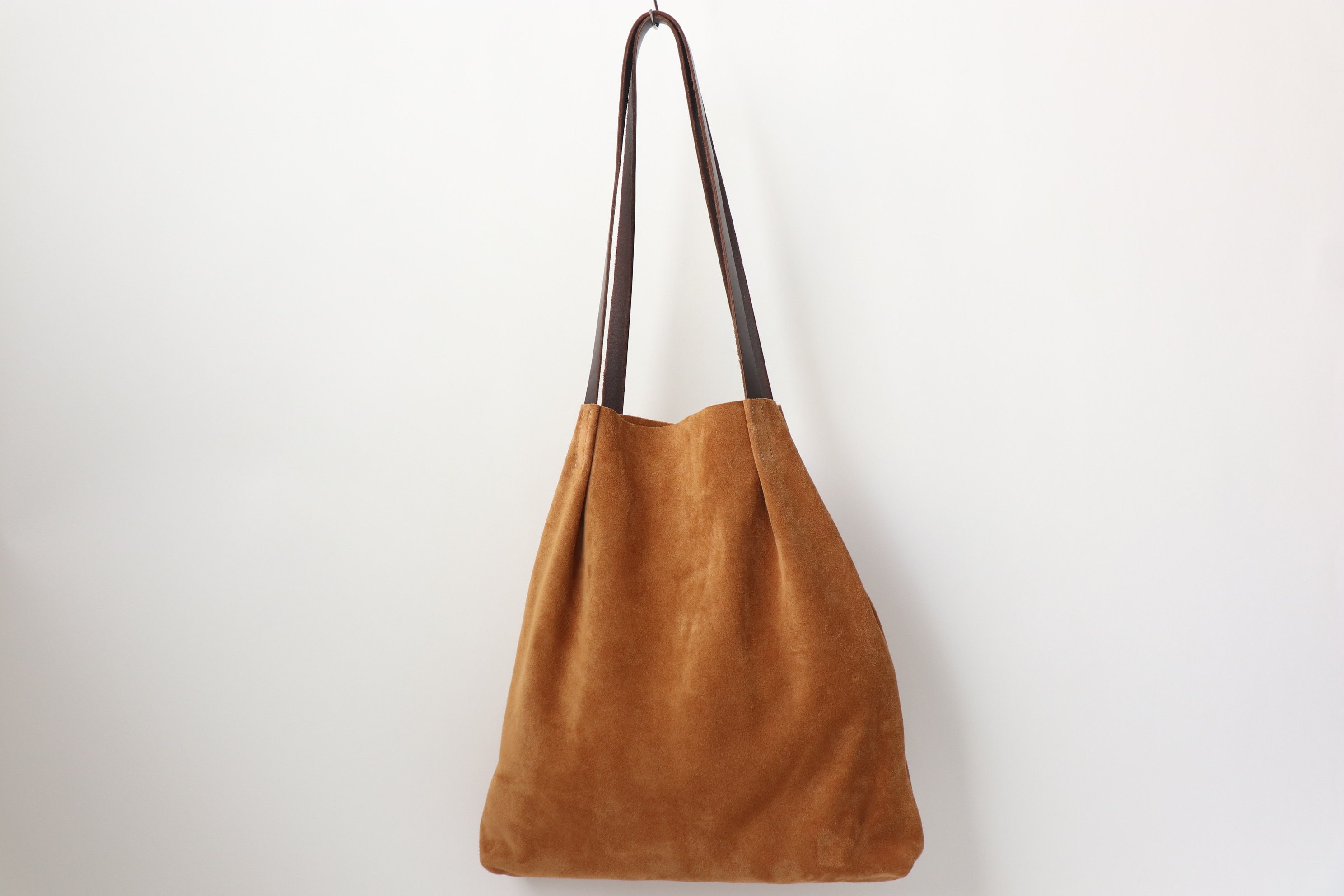 Toast Brown Suede Leather Tote Bag for Minimalist. Simple but