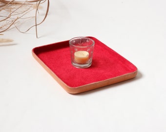 Red Leather Valet Tray "L"