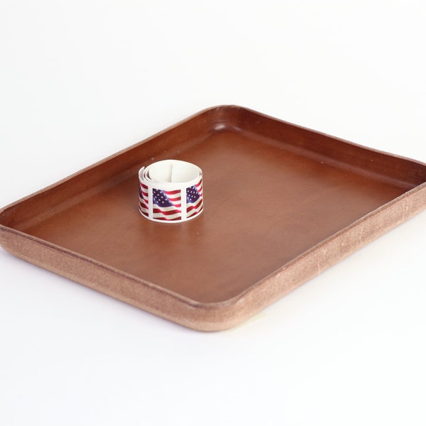 Molded Brown Leather Valet Tray Large . Perfect for storing daily essentials in modern space. Home Decor Accent. Home & Living.