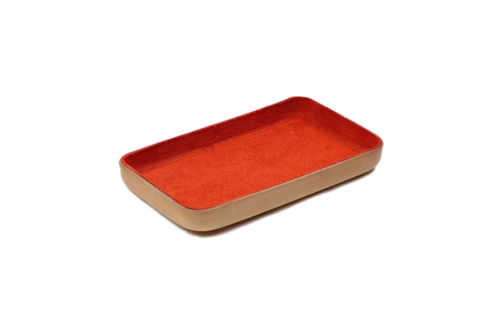 Leather Valet Tray Medium. Orange Suede Interior. Perfect for - Etsy