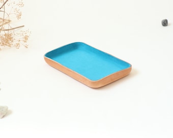 TQ Blue Suede Leather Valet Tray "M"