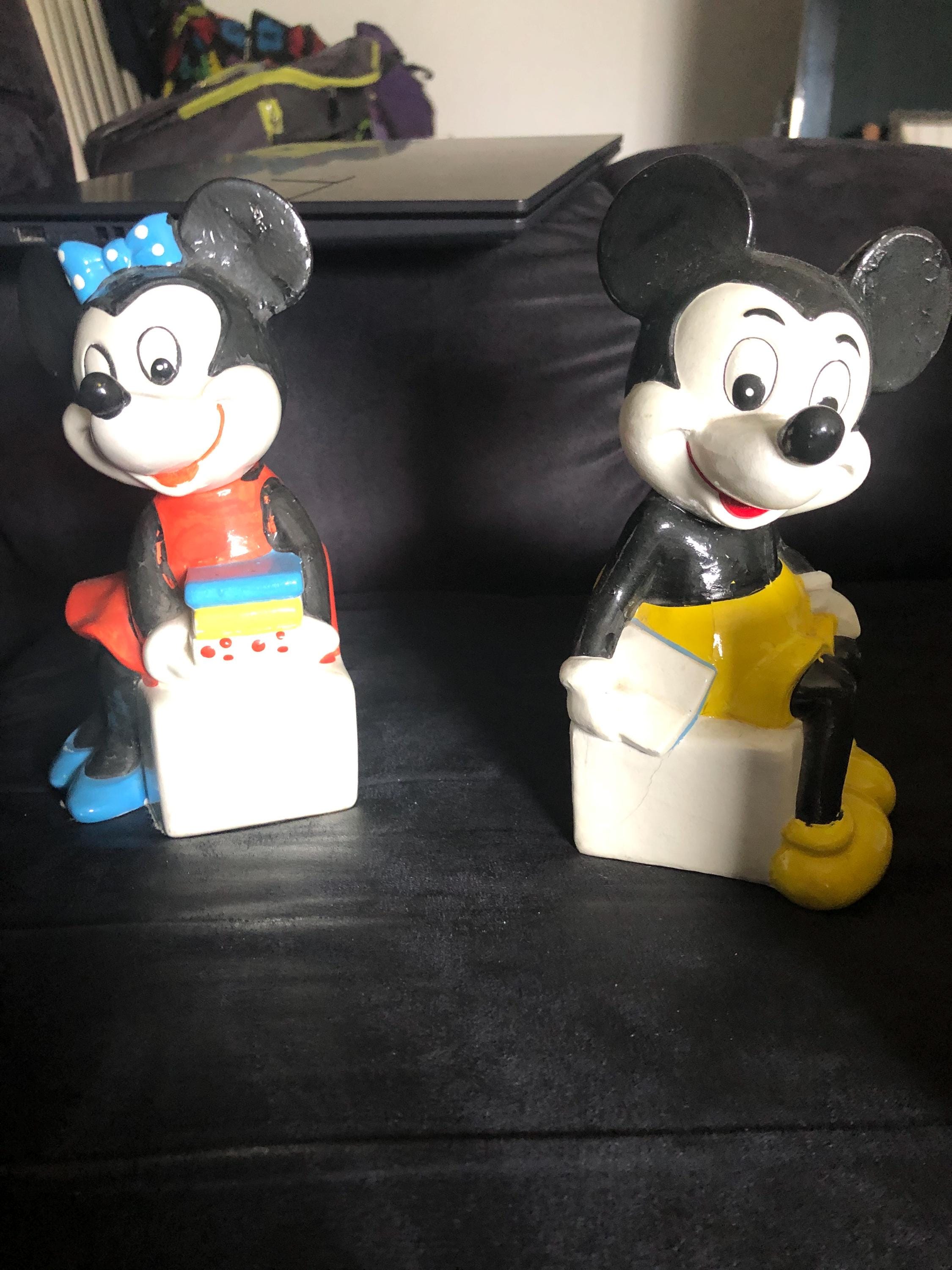Vintage Disney 1970s Walt Disney Productions Mickey and Minnie Bookends ...