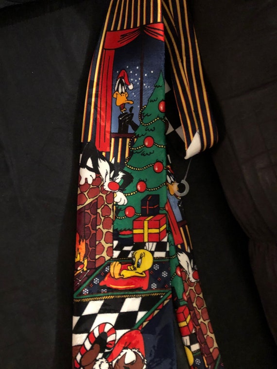 Vintage 1995 Looney Tunes Christmas necktie tie g… - image 2
