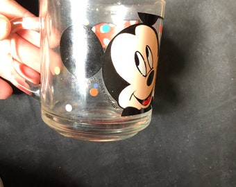 Vintage Disney Mickey and Minnie glass mug gently used
