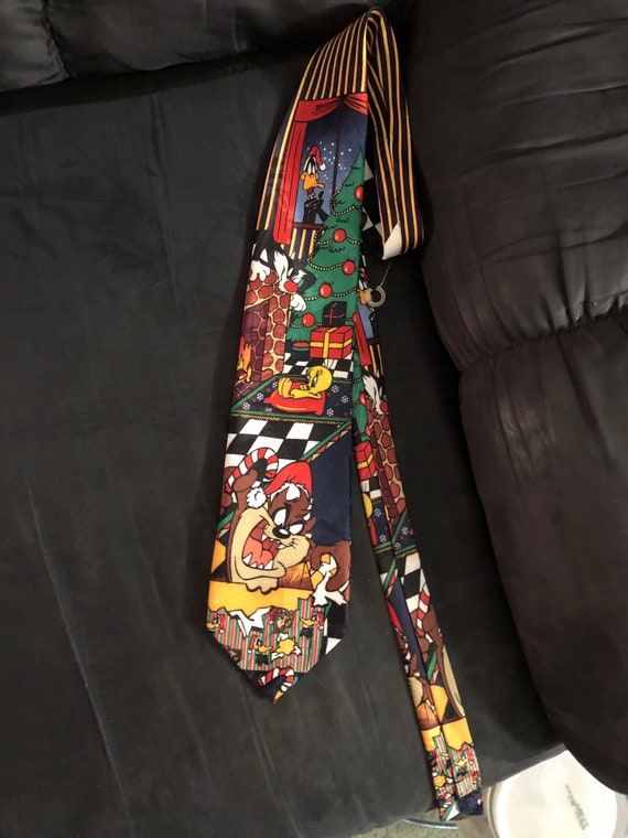 Vintage 1995 Looney Tunes Christmas necktie tie g… - image 1