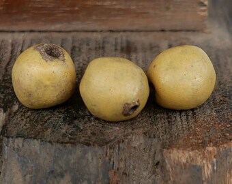 Stoneware Beads Handmade Matte Mustard Yellow