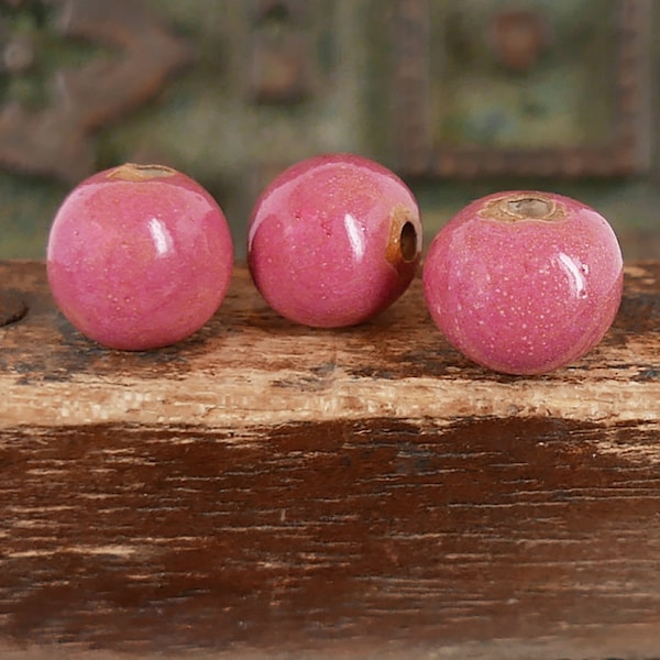 Ceramic Stoneware Beads Rose Pink Handmade