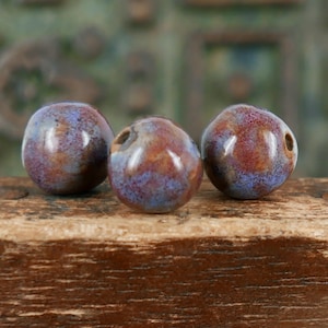 Stoneware Beads Handmade Misty Purple Red
