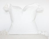 20x20 White Moroccan Tassel Pillow Cover texture pillow cover pom pillow african mud cloth pillow cover tassel pillow cover gift