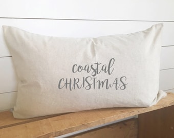 Coastal Christmas Kidney Pillow Cover Beach Christmas Gift Beach Decor Cabin Christmas Pillow Holiday Pillow Christmas Pillow Cover Winter