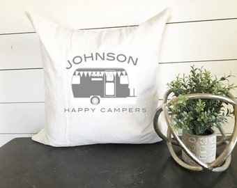 Custom Camping Pillow Cover - home decor, cushion, throw pillow, gift, present, custom home, custom house, decor, love, vintage, wedding