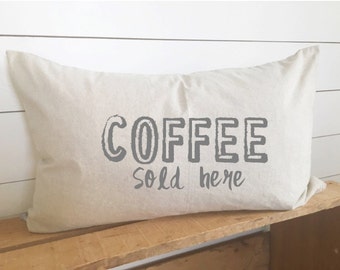 COFFEE sold here kidney pillow, custom decorative pillow, gift, coffee decor, kidney pillow 16x26 pillow