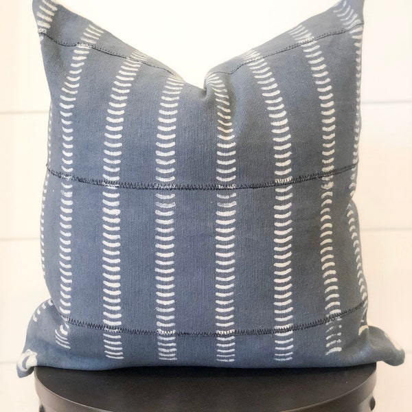 indigo blue Mudcloth Pillow cover, 20 x 20, mud cloth pillow, african pillow, block print pillow, african pillow