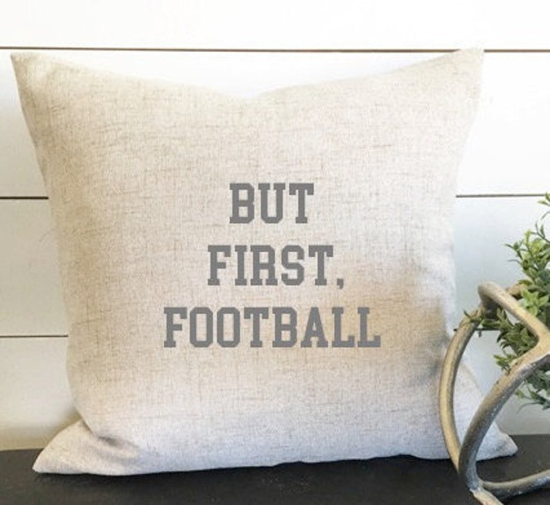 But First Football Pillow Cover Football Decor for Him Etsy