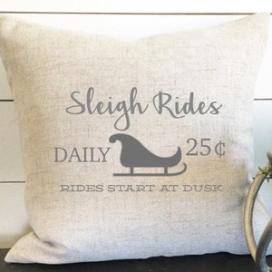 Sleigh Rides Pillow Cover, Christmas Pillow, Christmas Gift, Sleigh Ride Decor, Gift, Holiday Decor