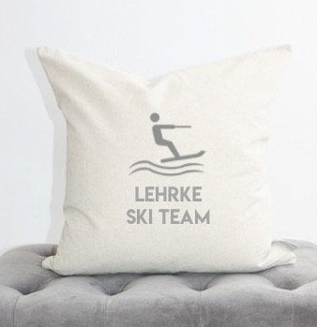 Personalized Waterski Team Pillow Cover, Water Ski, Lake Pillow, Lakehouse Pillow, Housewarming
