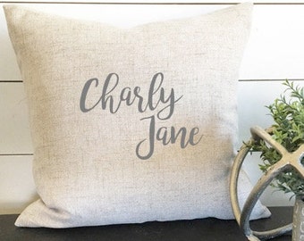 Personalized Name Pillow Cover, 18x 18 Name Pillow Cover, Baby Gift, baby shower gift, nursery decor