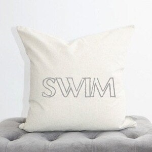 swim pillow cover, lake pillow, cabin decor, beach pillow, beach decor, coastal pillow, coast decor