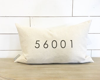 Personalized Zip Code 16 x 26 Pillow Cover // Accent Pillow / Throw Pillow / Gift / Home Decor / Zip Code Pillow / Zip Code Decor