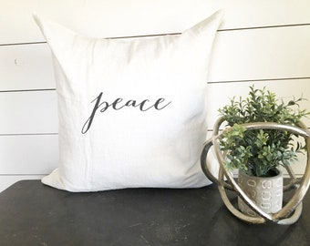 Peace Pillow Cover, 18 x 18 Pillow Cover, Christmas Pillow, Holiday Decor, Holiday Pillow, Farmhouse Pillow, Gift