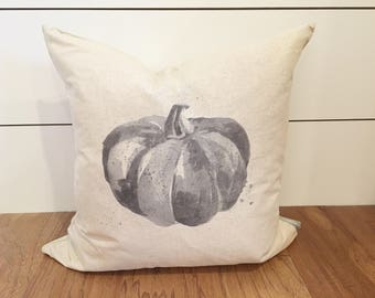 Watercolor Gray Pumpkin Pillow Cover // 18 x 18 Pillow Cover // Pumpkin Pillow // Fall Decor // Fall Pillow // Halloween Decor//Thanksgiving