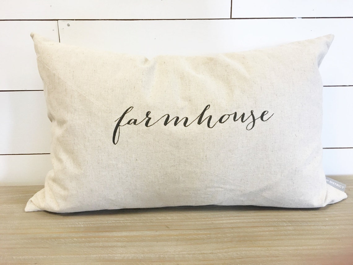 Farmhouse Kidney Pillow Cover 16 x 26 // Farmhouse / Farm Etsy