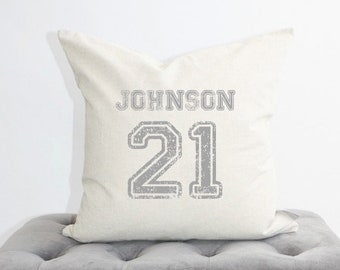 Jersey Number Pillow Cover, Football Jersey Pillow Cover, Sports Pillow, Soccer pillow, Basketball Pillow, baseball pillow,