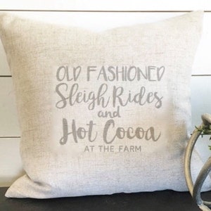 Sleigh Rides and Hot Cocoa Pillow Cover, Holiday Pillow, Christmas Pillow, Winter Pillow, Gift