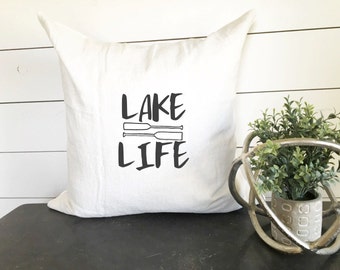 Lake Life Pillow Cover - 18x18, home decor, cushion, throw pillow, gift, present, custom home, custom house, decor, love, vintage, wedding