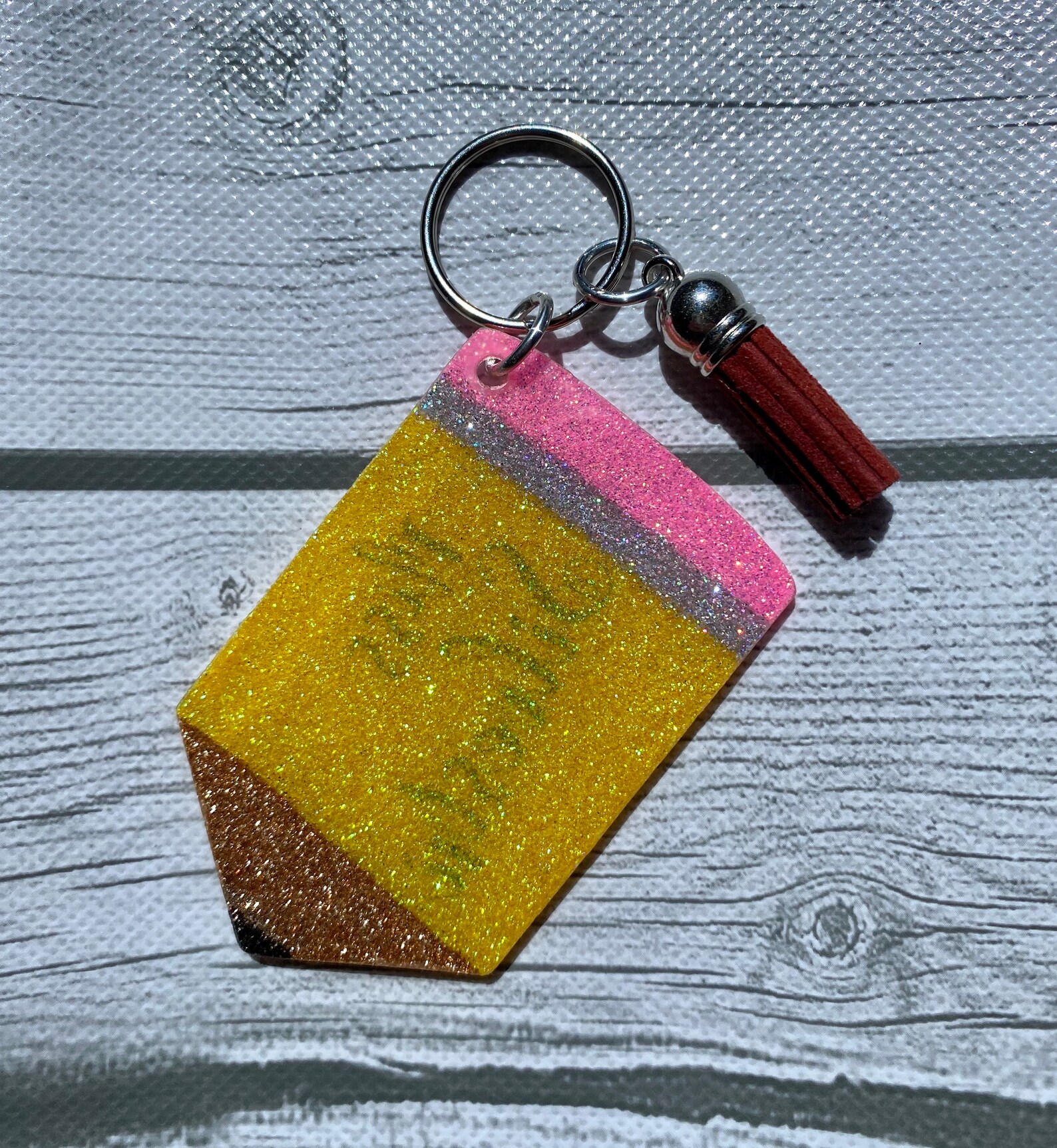 Pencil Glitter Keychain Personalized Custom Made for You Etsy