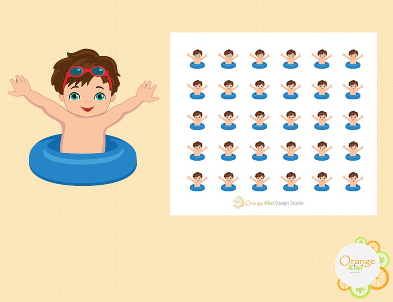 Guy Swim Stickers Swim Lesson Stickers Pool Party Stickers Etsy