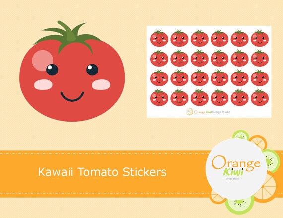 kawaii tomato stickers fruit stickers planner stickers etsy etsy