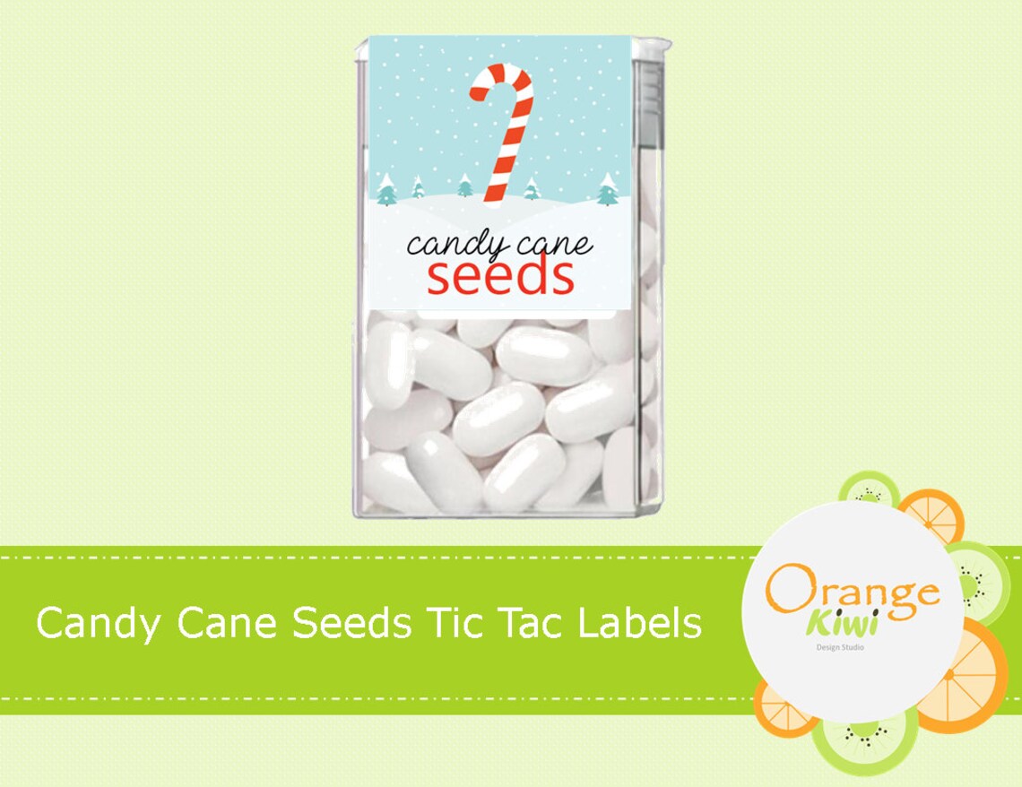 Candy Cane Seeds Tic Tac Lables Candy Cane Seeds Christmas Etsy