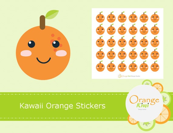 orange fruit stickers kawaii orange stickers oranges kawaii etsy etsy