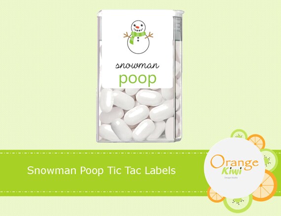 Snowman poop labels for tic tacs