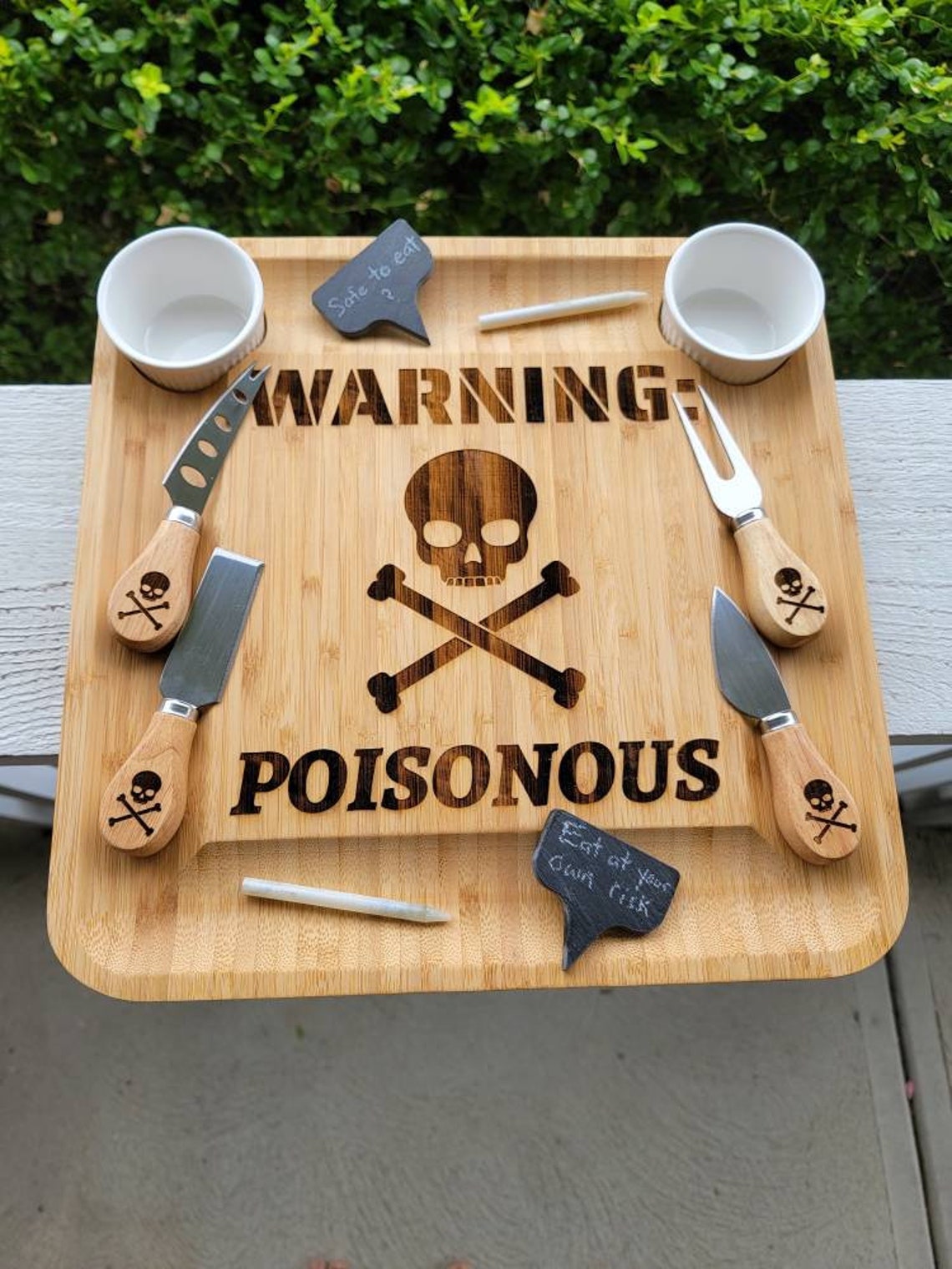 Charcuterie board with drawer and utensils. Personalized. Etsy
